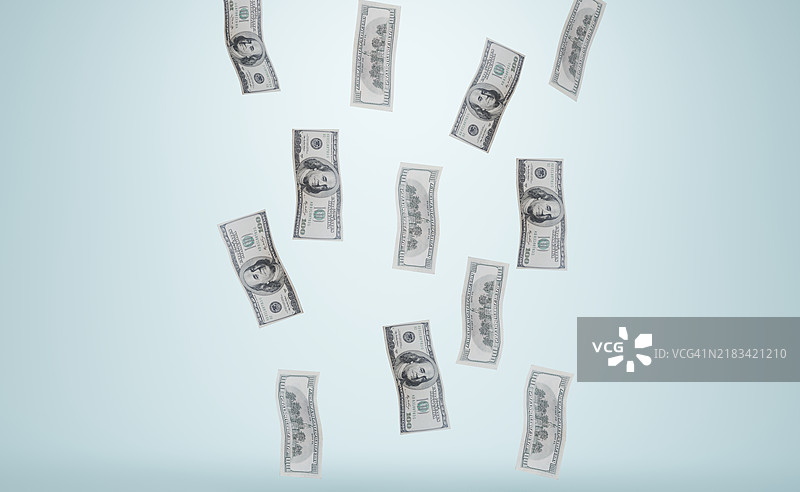 美国美元从天而降图片素材