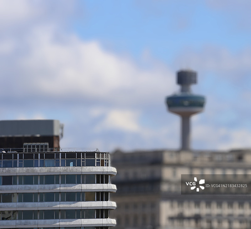 利物浦天际线的倾斜移轴图像图片素材