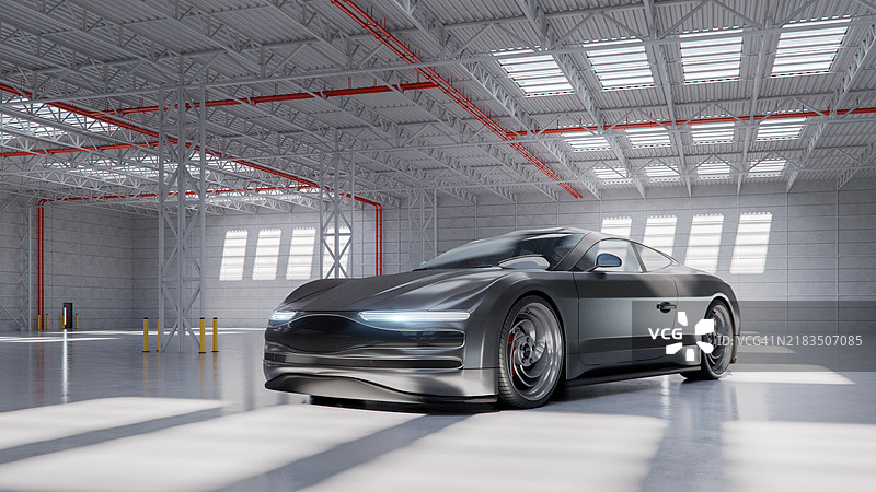 现代化的通用汽车在仓库中图片素材