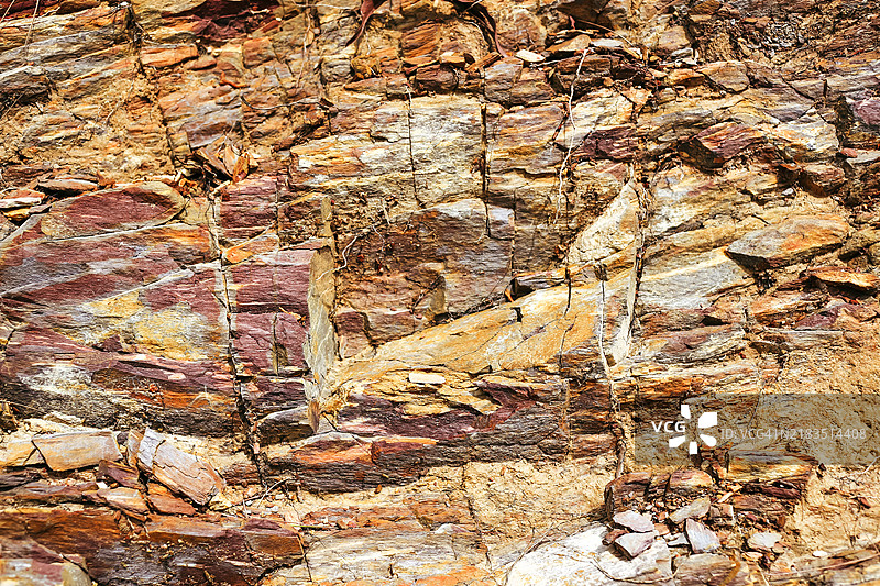 不同质地和成分的山土层横截面图片素材