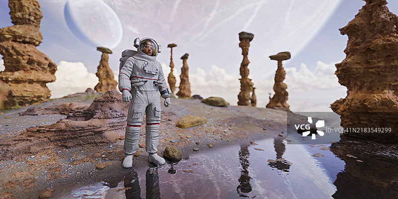 宇航员探索行星图片素材