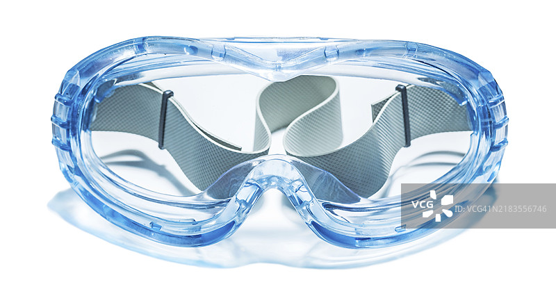 蓝色工作眼镜在白色背景下图片素材