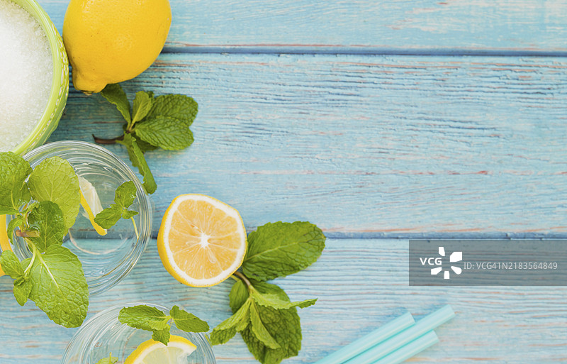 清爽柠檬水的配料图片素材