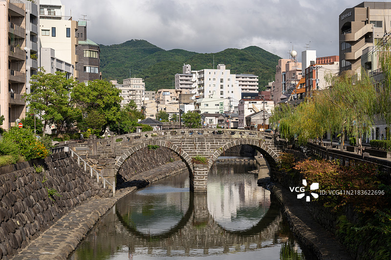 日本长崎的眼镜桥或梅根桥图片素材