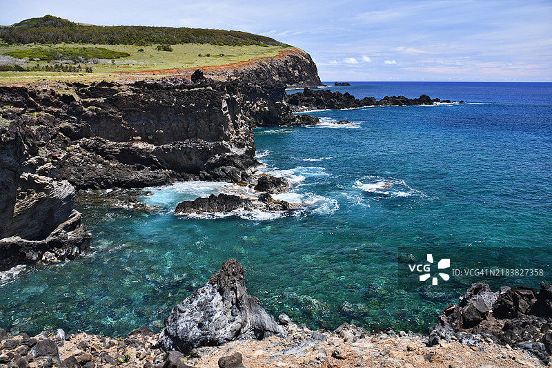 拉帕努伊（复活节岛，智利）的阿纳凯唐塔湾图片素材