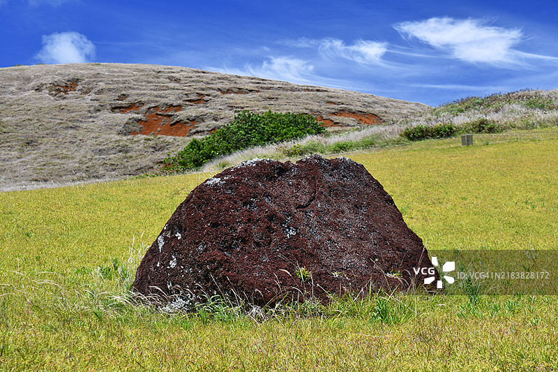 拉帕努伊（复活节岛，智利）的普纳保莫艾采石场与莫艾普卡奥图片素材