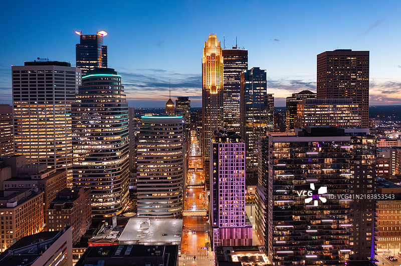 明尼阿波利斯黄昏航拍图图片素材