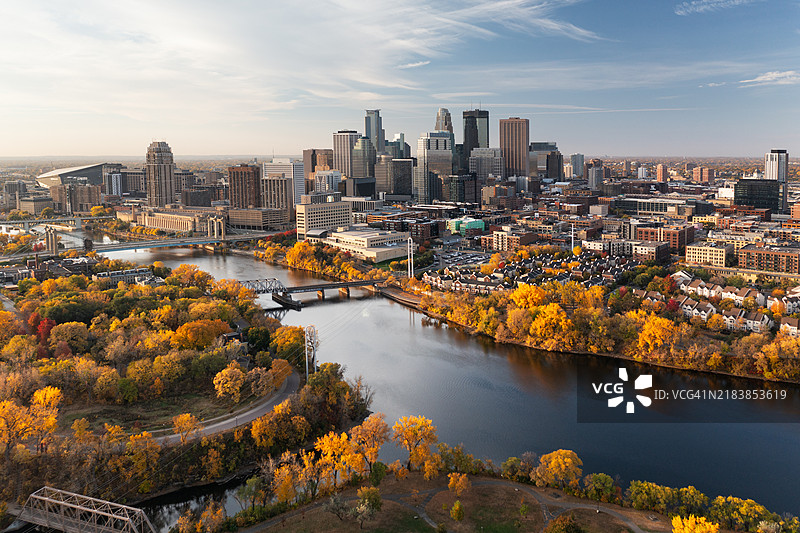 十月的明尼阿波利斯空中视角图片素材