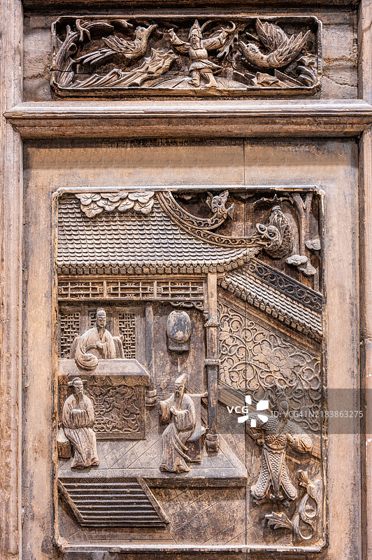 中国清朝传统木雕与装饰图片素材