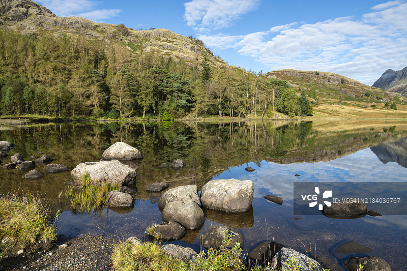 湖区的Blea Tarn在阳光明媚的九月早晨图片素材
