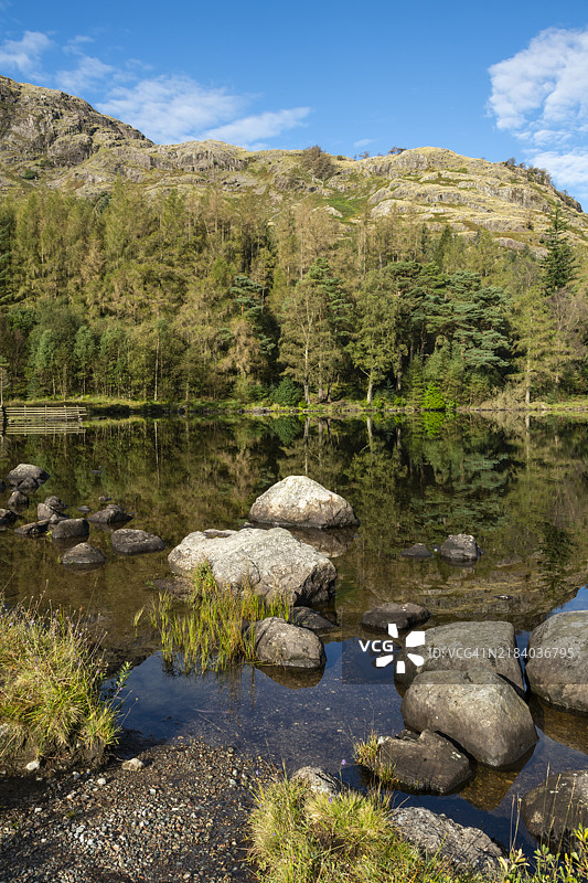 湖区的Blea Tarn在阳光明媚的九月早晨图片素材