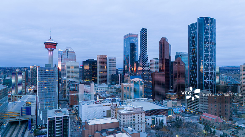 卡尔加里市中心的鸟瞰图图片素材