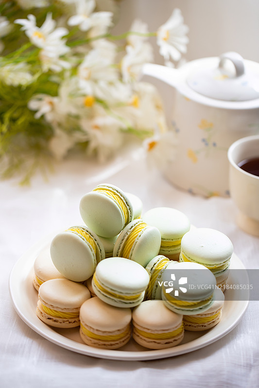 芒果和百香果马卡龙图片素材