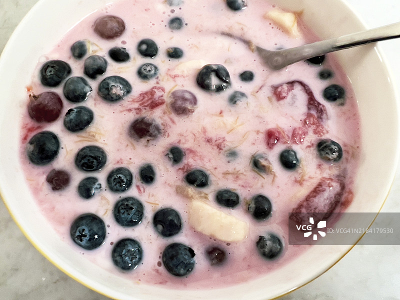 蓝莓麦片特写图片素材