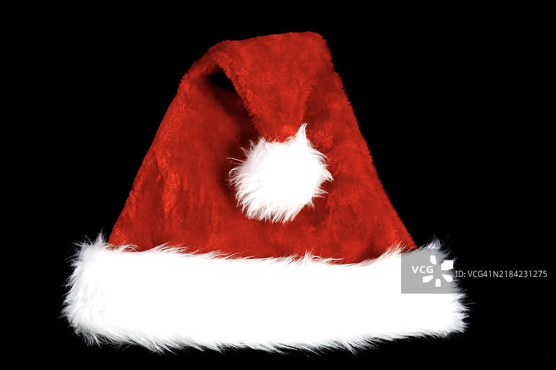 圣诞老人帽（黑色背景）图片素材