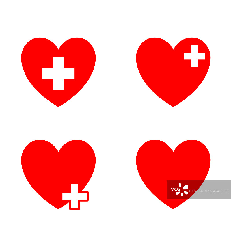 红色心形与十字的图标矢量图图片素材
