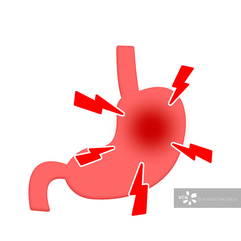 胃酸倒流。消化系统图标矢量。图片素材