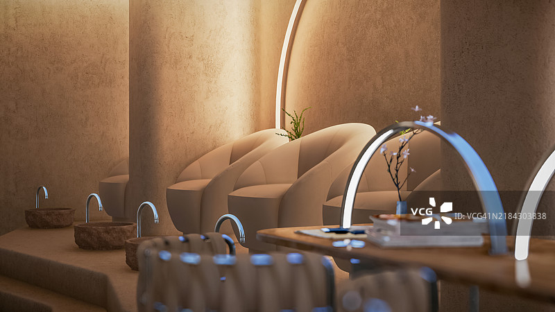 美容中心指甲美甲沙龙的室内渲染图图片素材