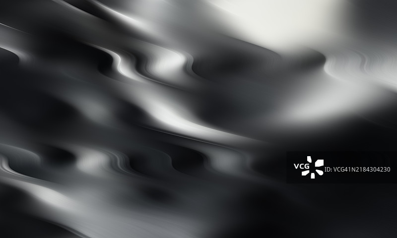 黑白抽象流动纹理背景。单色抽象设计展示了黑白之间平滑流动的纹理，营造出流畅现代的波浪视觉效果。图片素材