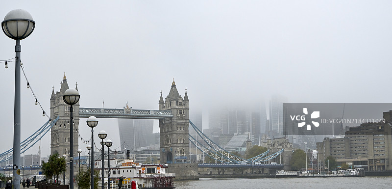 塔桥、瓦平和伦敦市全景。英格兰。英国。图片素材