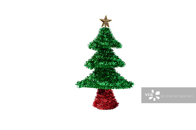 一棵绿色和红色的圣诞树，上面有一颗星星图片素材