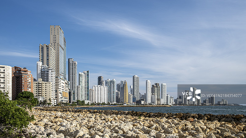 博卡格兰德天际线，博卡格兰德，卡塔赫纳，哥伦比亚，南美洲图片素材