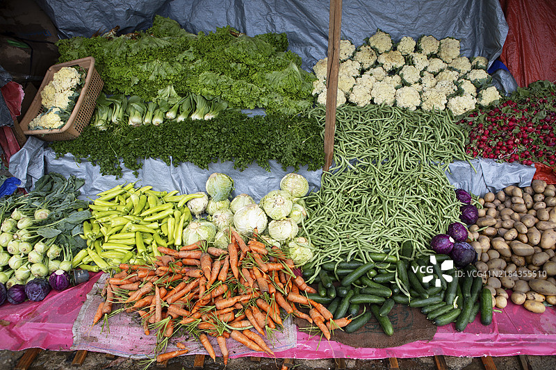 斯里兰卡中央省努瓦拉埃利亚的蔬菜摊位图片素材