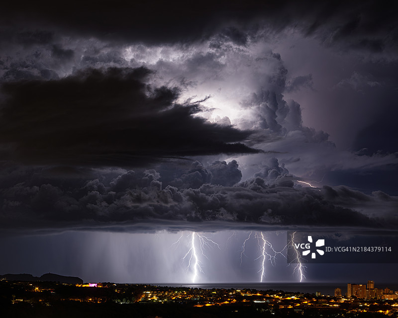 城市上空风暴云的美丽景观图片素材