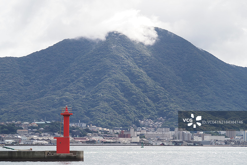 日本海景与建筑在天空下的美丽景色图片素材