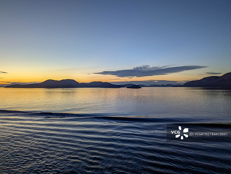 日落时分，海洋与天空的美丽景色，俄勒冈州阿斯托里亚，美国图片素材