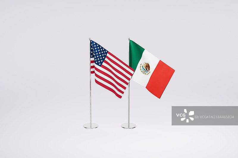 美国和墨西哥国旗概念，留白空间图片素材