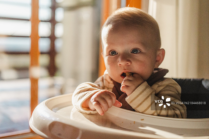 可爱的男婴在家中享受环境图片素材