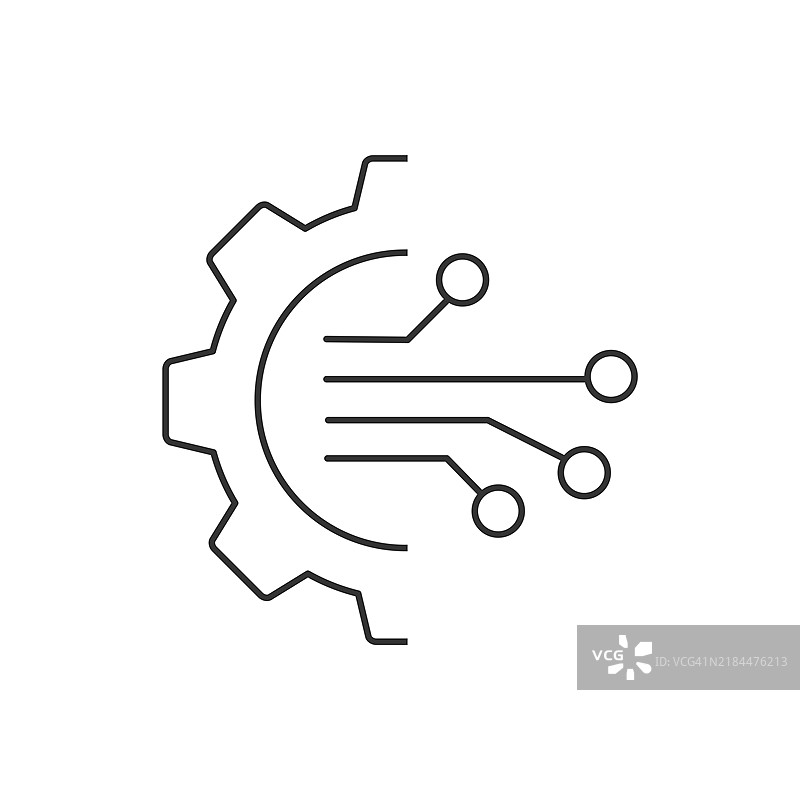 数字化转型图标。科技图标齿轮，数字技术齿轮图标，矢量插图图片素材
