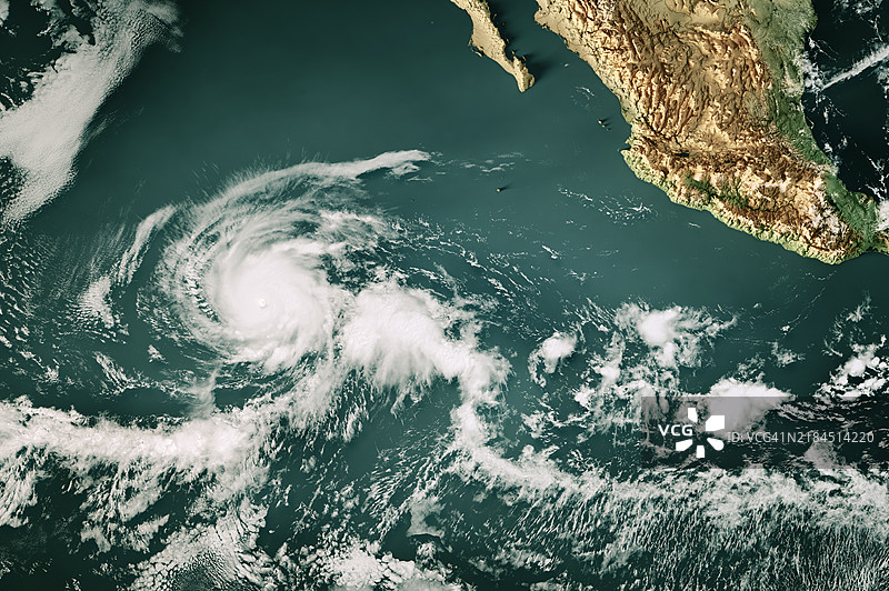 2024年飓风克里斯蒂东太平洋云图3D渲染彩色图图片素材