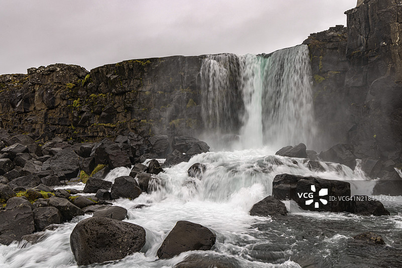 Öxarafoss，辛格维利尔，冰岛，欧洲图片素材