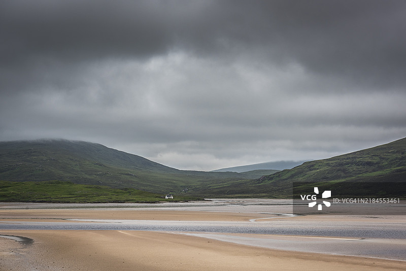 低潮时的达内斯海峡全景，达内斯，萨瑟兰，苏格兰，英国图片素材