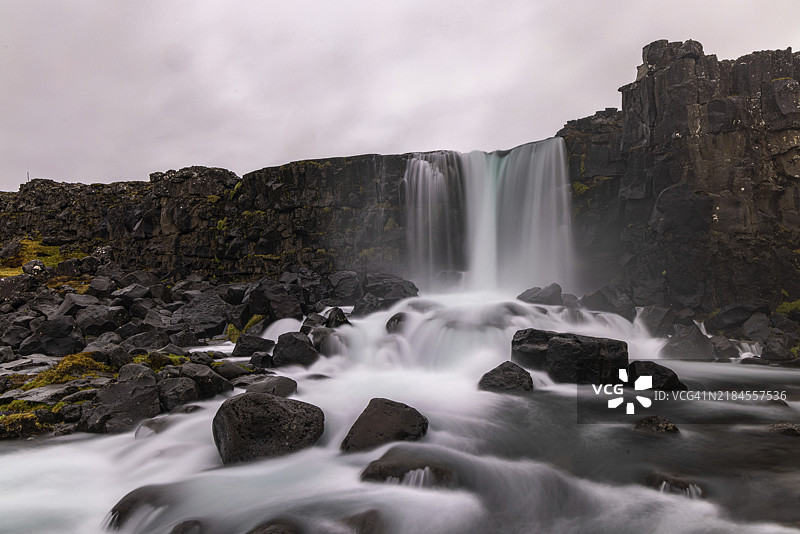 Öxarafoss，辛格维利尔，冰岛，欧洲图片素材