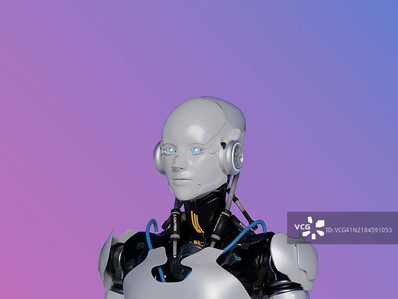 类人AI机器人的渲染图图片素材