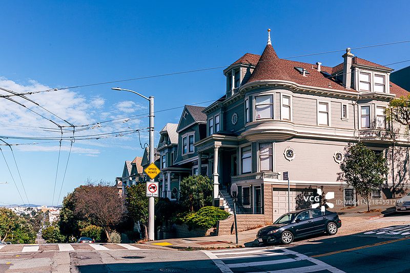 加利福尼亚州旧金山的历史住宅街道图片素材