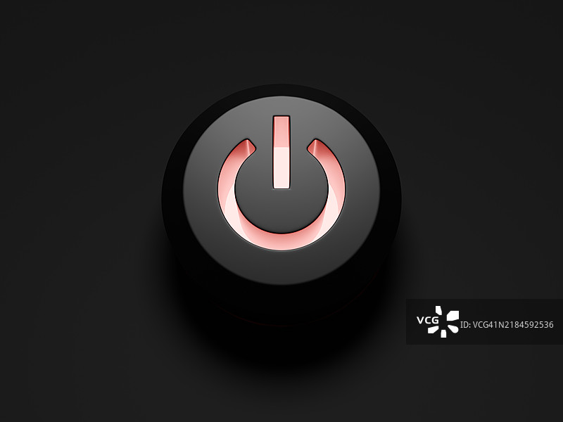 一个黑色按钮，上面有一个红色圆圈图片素材