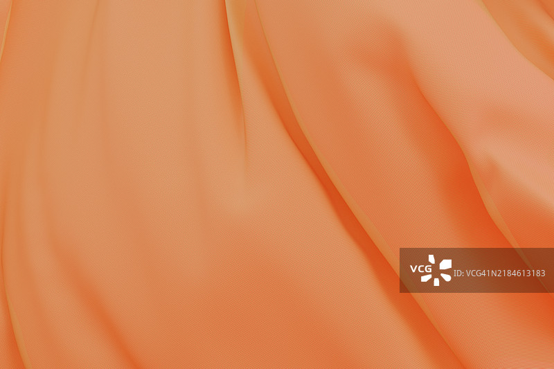 优雅的亮橙色缎面织物特写背景。抽象的纺织纹理，3D图案，构图。设计元素。图片素材