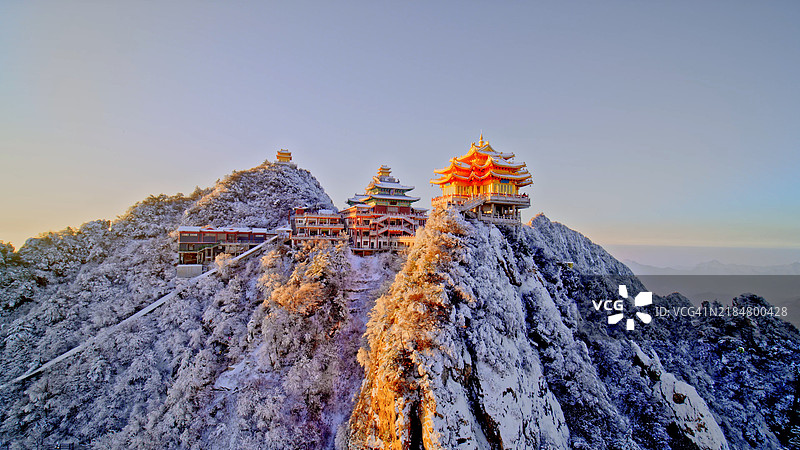 老君山，洛阳，河南，中国，亚洲。伏牛山，秦岭。雪景。图片素材