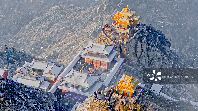 老君山，洛阳，河南，中国，亚洲。伏牛山，秦岭。雪景。图片素材