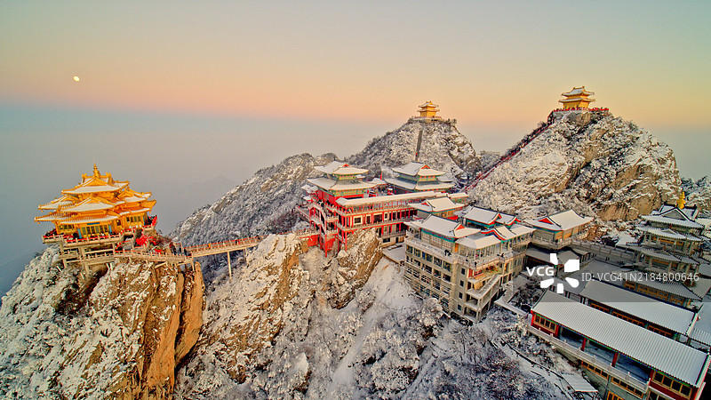 老君山，洛阳，河南，中国，亚洲。伏牛山，秦岭。雪景。图片素材