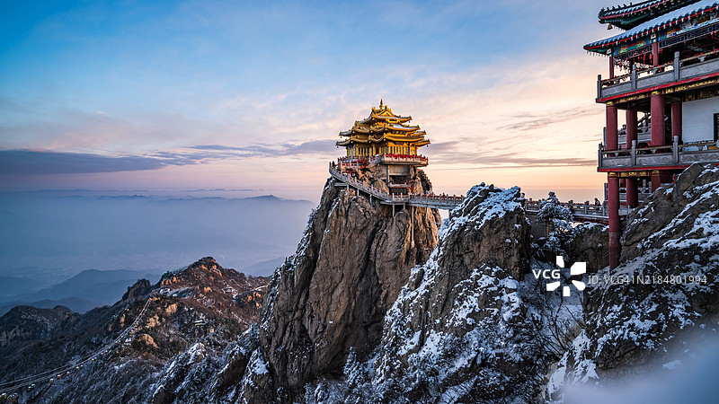 老君山，洛阳，河南，中国，亚洲。伏牛山，秦岭。雪景。图片素材