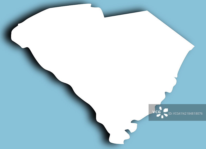 南卡罗来纳州地图的轮廓在浅蓝色背景上图片素材