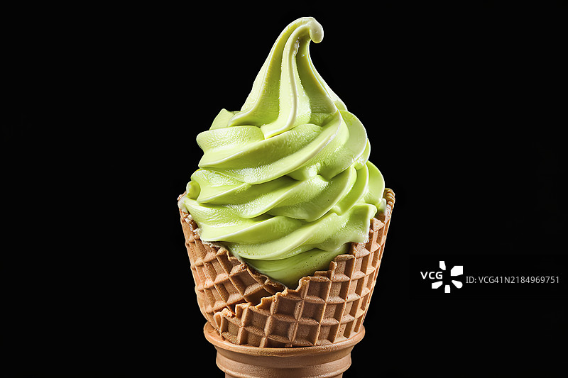 一个装有软冰淇淋的华夫筒照片图片素材