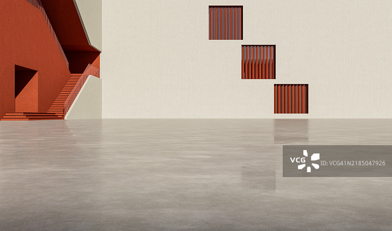 现代混凝土建筑外的水泥地面图片素材