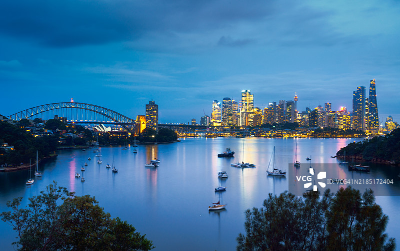 悉尼海港大桥夜景。图片素材