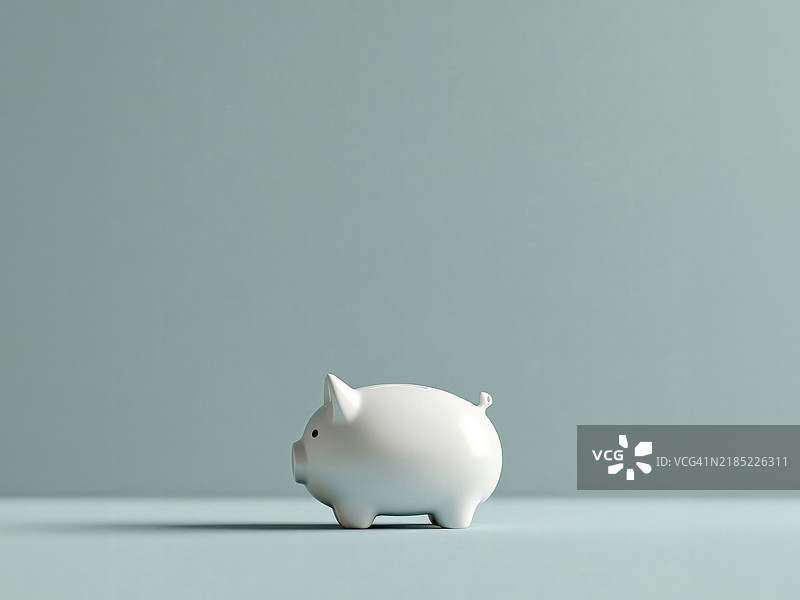 极简主义白色储蓄罐 - 储蓄和财务规划的象征图片素材